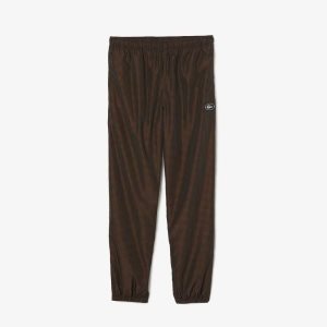 Lacoste Water-Repellent Check Twill Trackpants Black / Brown / Navy Blue / Khaki Green | CMU-170486