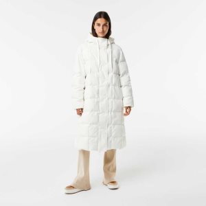 Lacoste Water-Repellent Long Jacket White | SNL-192380