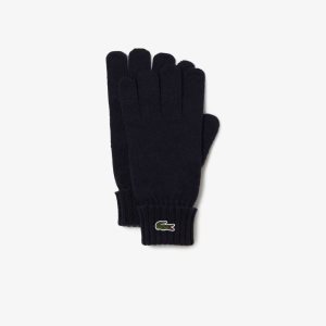 Lacoste Wool Jersey Gloves Navy Blue | NZX-632194