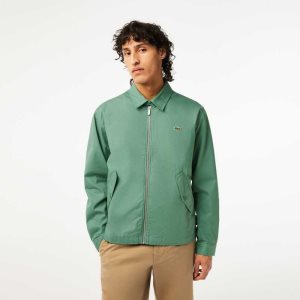 Lacoste Zippered Organic Cotton Gabardine Jacket Khaki Green | YEJ-941583