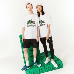 Lacoste x Minecraft Print Organic Cotton T-Shirt White | ITA-607352