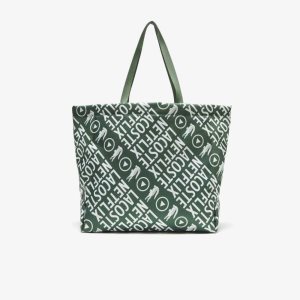 Lacoste x Netflix Contrast Print Tote - Large Vert 132 Blanc | SOX-874531