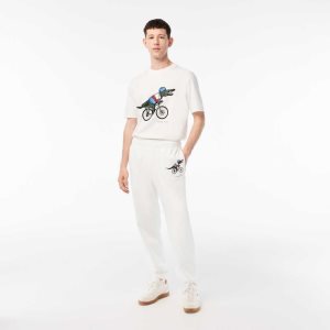 Lacoste x Netflix Croc Print Track Pants White | MVE-182740