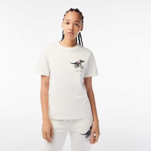 Lacoste x Netflix Organic Cotton Jersey T-Shirt White | UDC-564387