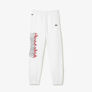 Lacoste x Thrasher Unbrushed Fleece Trackpants White | DMI-249580