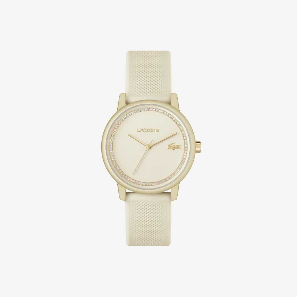 Lacoste 12.12 Go 3 Hands Champagne Silicone Watch Gold | FAN-325074