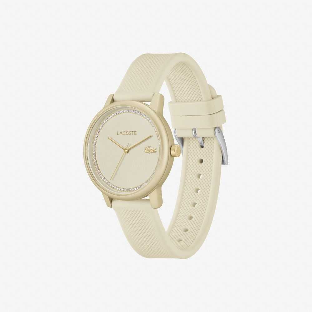 Lacoste 12.12 Go 3 Hands Champagne Silicone Watch Gold | FAN-325074