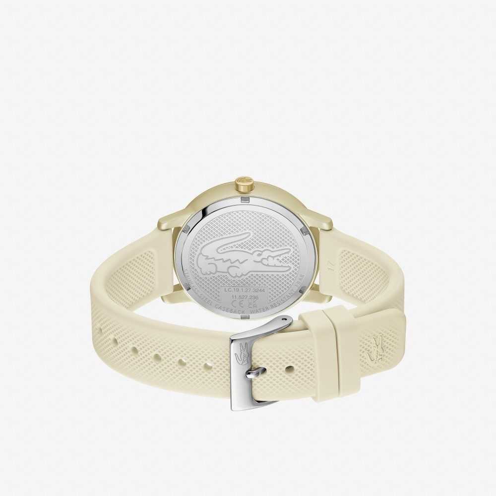 Lacoste 12.12 Go 3 Hands Champagne Silicone Watch Gold | FAN-325074