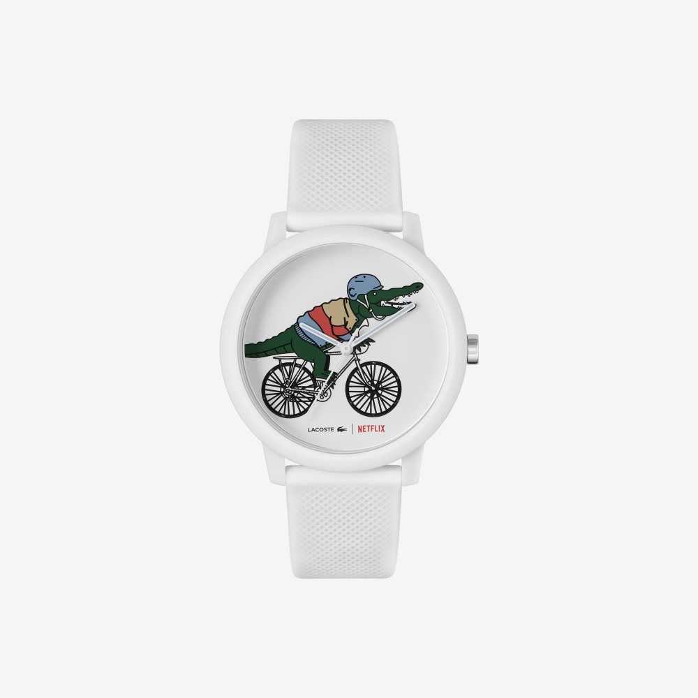 Lacoste 12.12 x Netflix Sex Education 3 Hands Silicone Watch White | SKX-465127