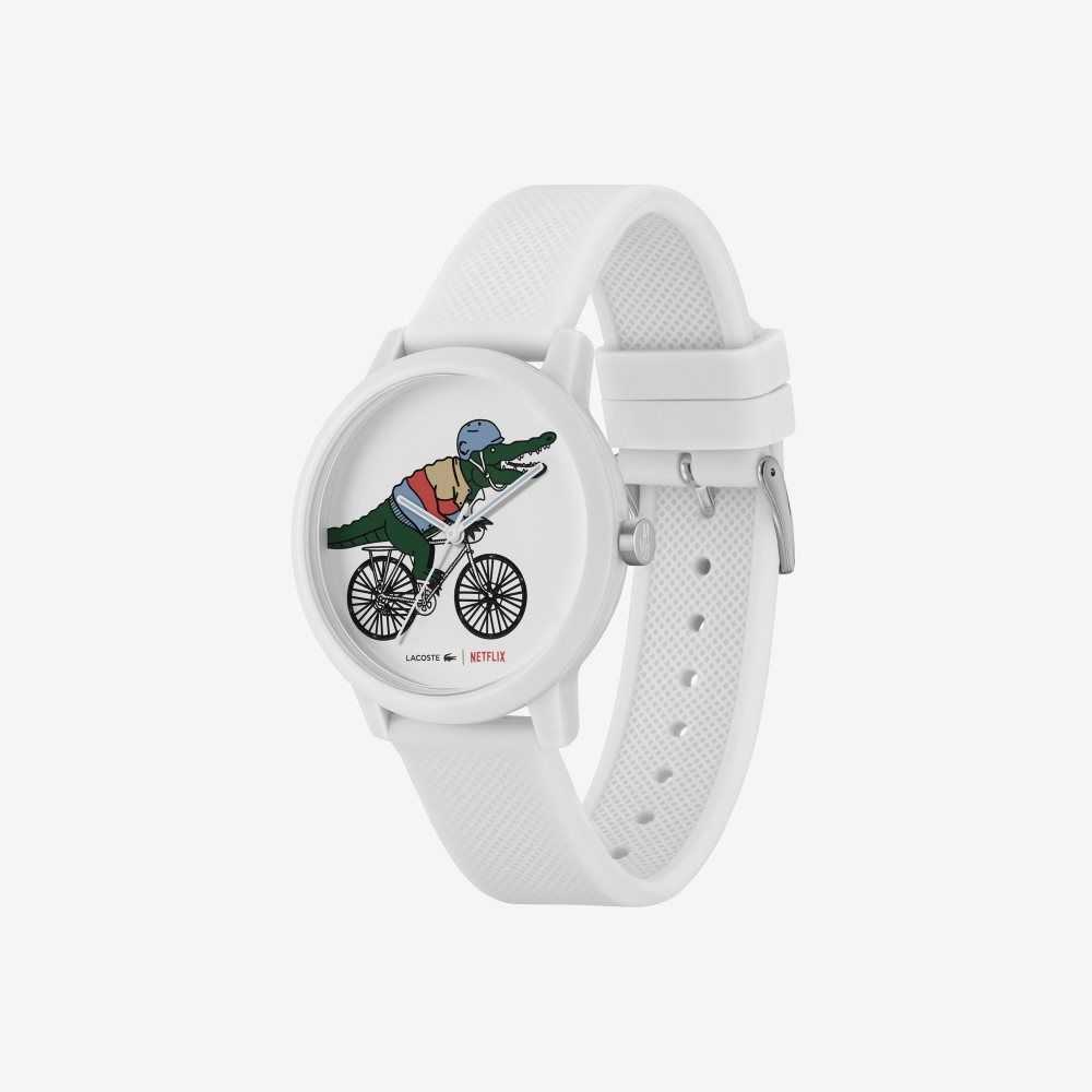 Lacoste 12.12 x Netflix Sex Education 3 Hands Silicone Watch White | SKX-465127