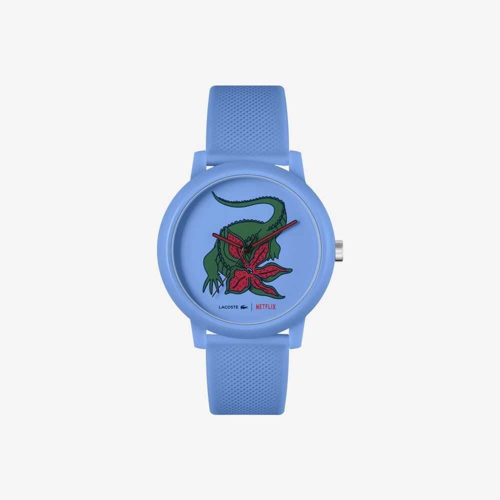 Lacoste 12.12 x Netflix Stranger Things 3 Hands Silicone Watch Blue | TYJ-482916