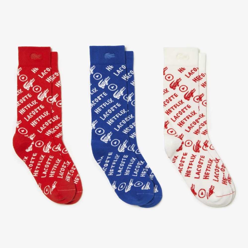 Lacoste 2-Pack x Netflix Socks White / Blue / Red | JZU-083156