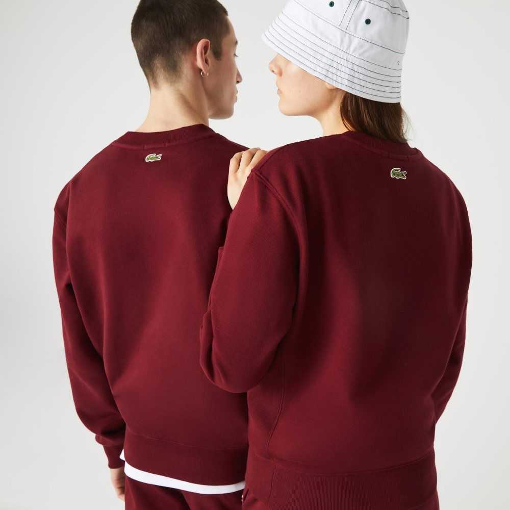 Lacoste 3D Logo Organic Cotton Fleece Sweatshirt Bordeaux | FKH-601973