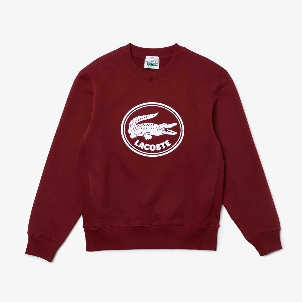 Lacoste 3D Logo Organic Cotton Fleece Sweatshirt Bordeaux | FKH-601973