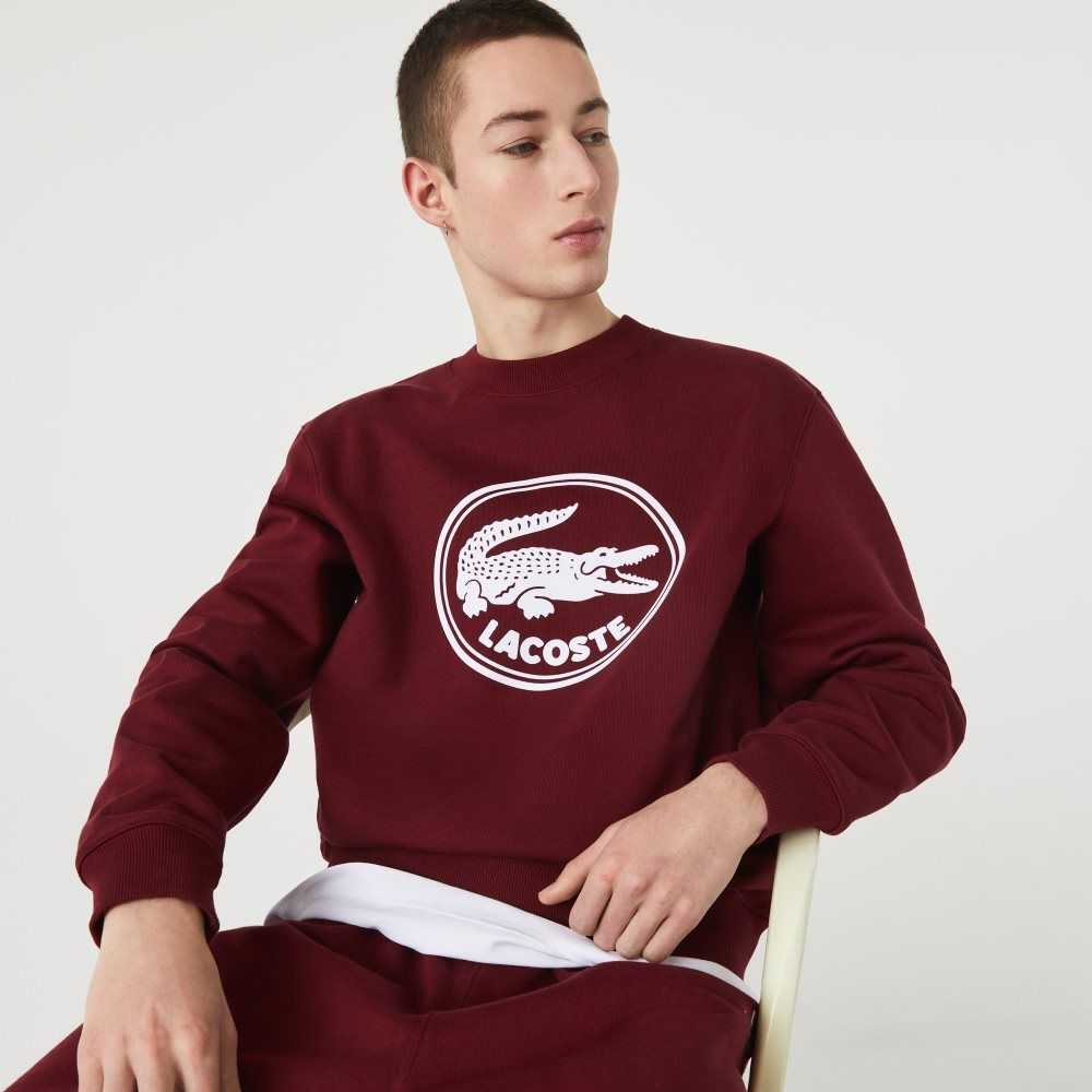 Lacoste 3D Logo Organic Cotton Fleece Sweatshirt Bordeaux | FKH-601973