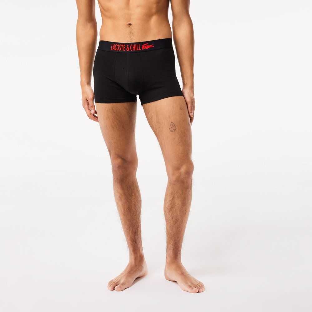 Lacoste 3-Pack x Netflix Jersey Boxers Black / Red / White | RAH-723540