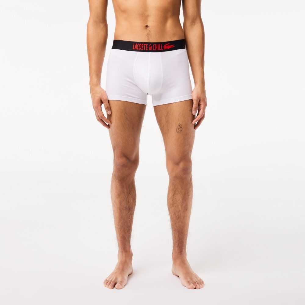 Lacoste 3-Pack x Netflix Jersey Boxers Black / Red / White | RAH-723540