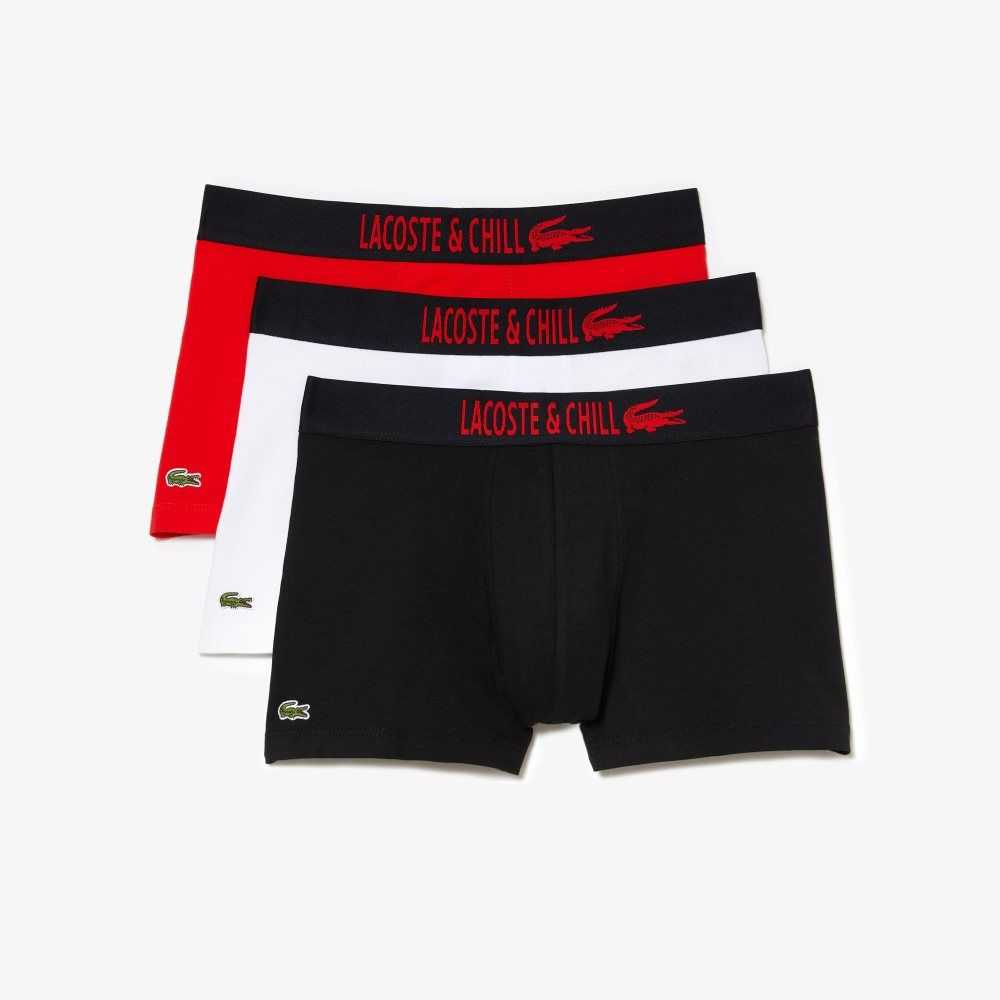 Lacoste 3-Pack x Netflix Jersey Boxers Black / Red / White | RAH-723540