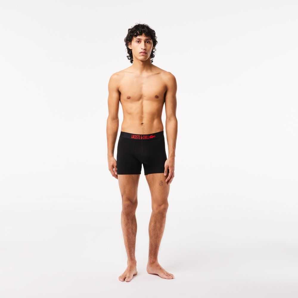 Lacoste 3-Pack x Netflix Jersey Boxers Black / Red / White | ZTX-016592