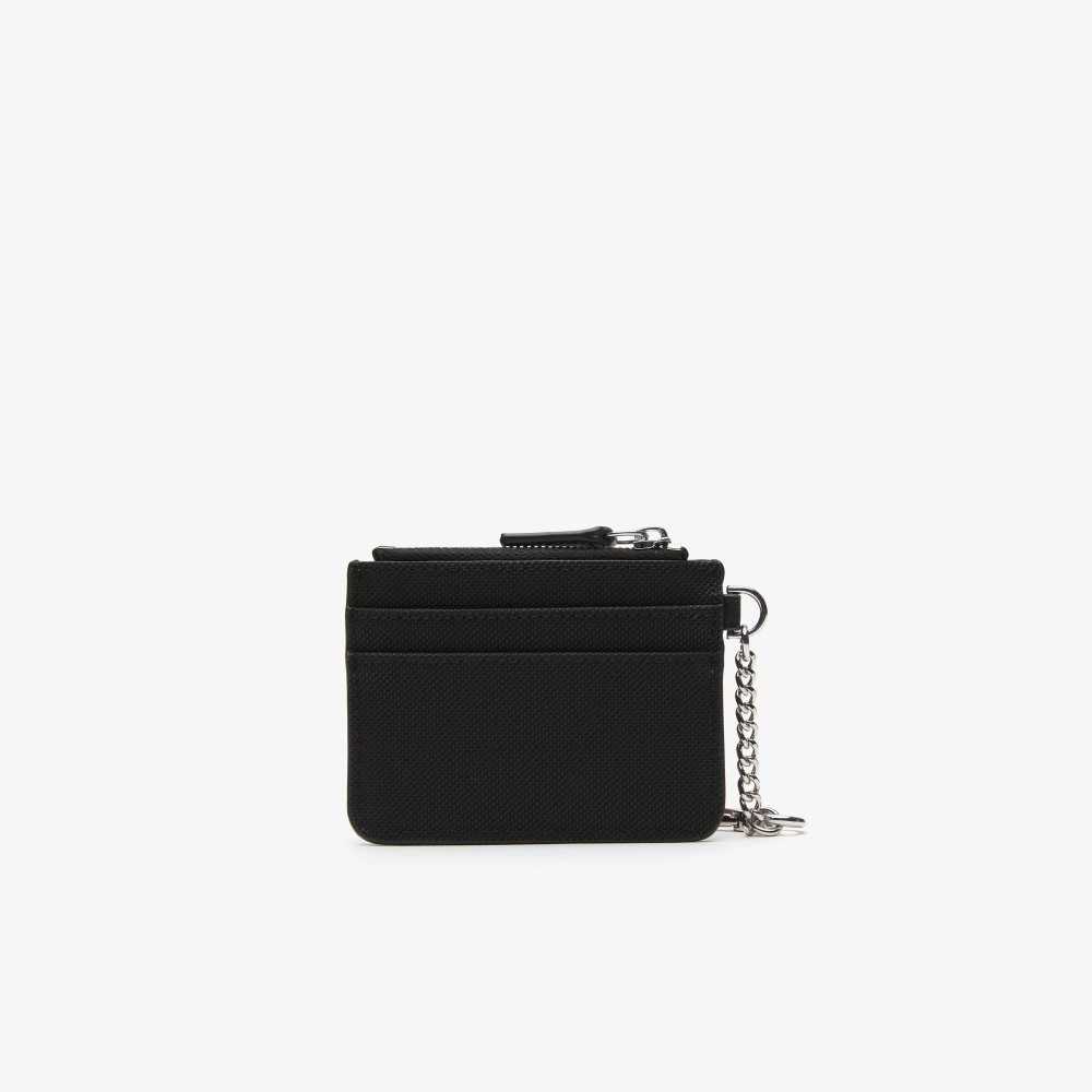 Lacoste 4 Slot Zipped Card Holder Black | YZD-805192