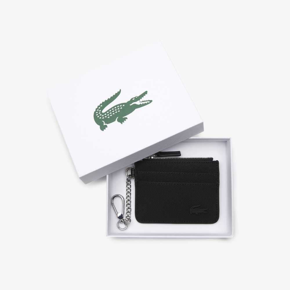 Lacoste 4 Slot Zipped Card Holder Black | YZD-805192