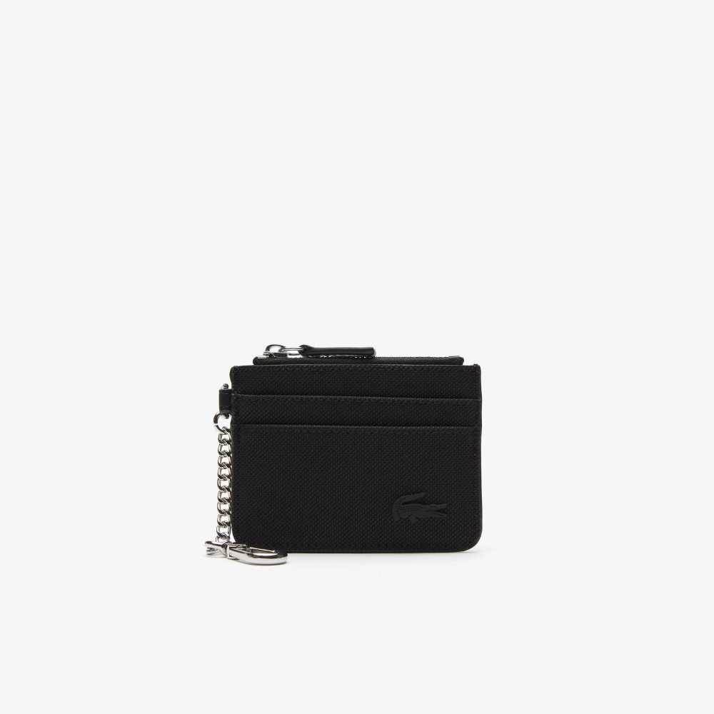 Lacoste 4 Slot Zipped Card Holder Black | YZD-805192