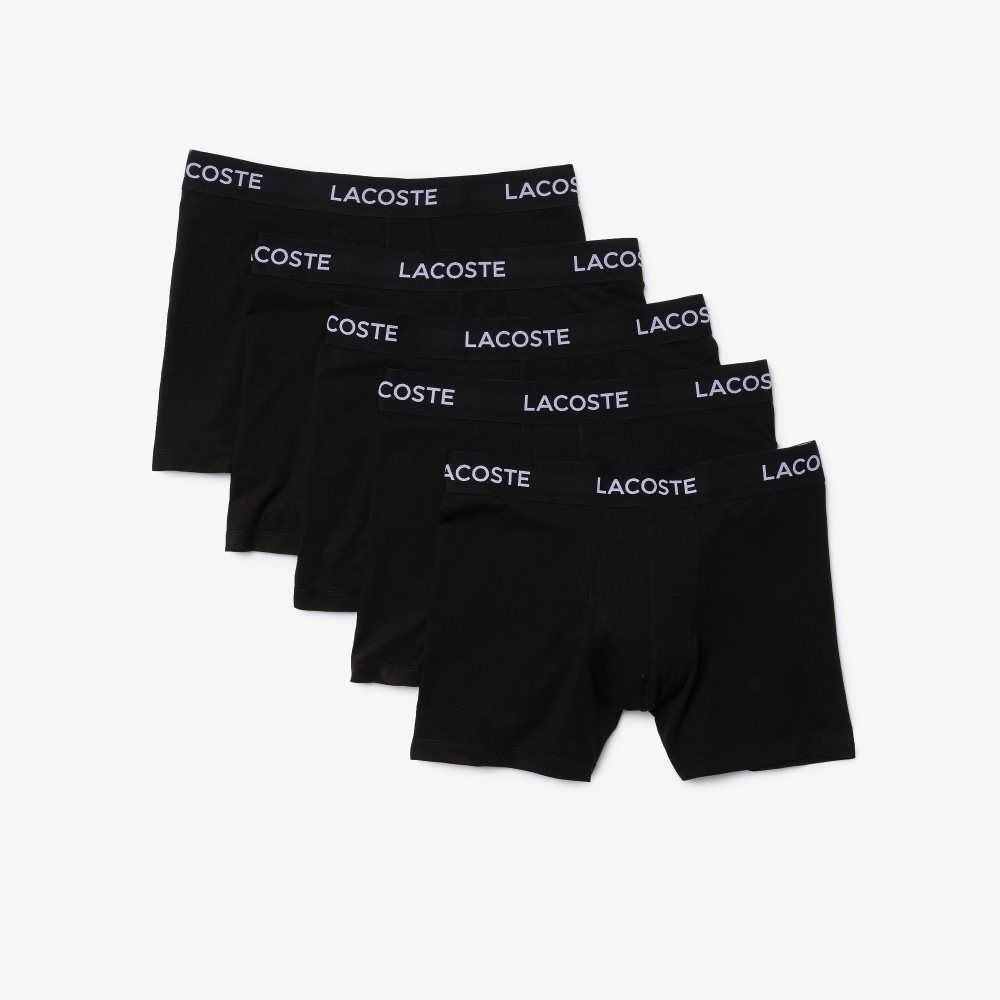 Lacoste 5-Pack Logo Waist Boxers Black | LRK-613280