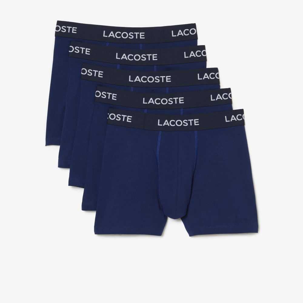 Lacoste 5-Pack Logo Waist Boxers Navy Blue | PBQ-893452