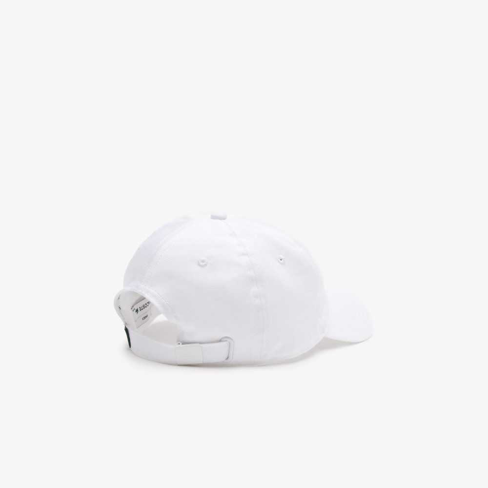 Lacoste Adjustable Organic Cotton Twill Cap White | CJL-783142