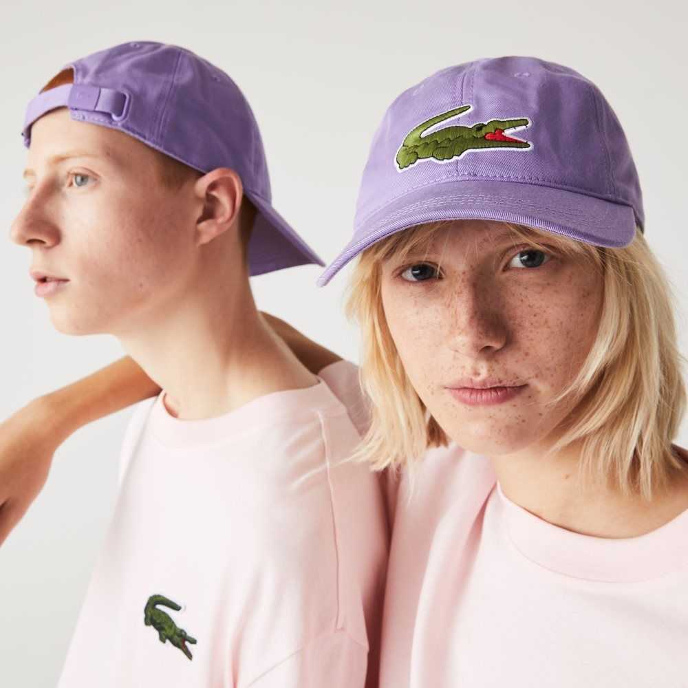 Lacoste Adjustable Organic Cotton Twill Cap Purple | RBQ-854092