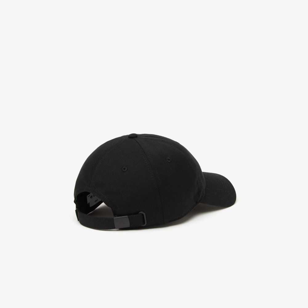 Lacoste Adjustable Organic Cotton Twill Cap Black | XYC-584362