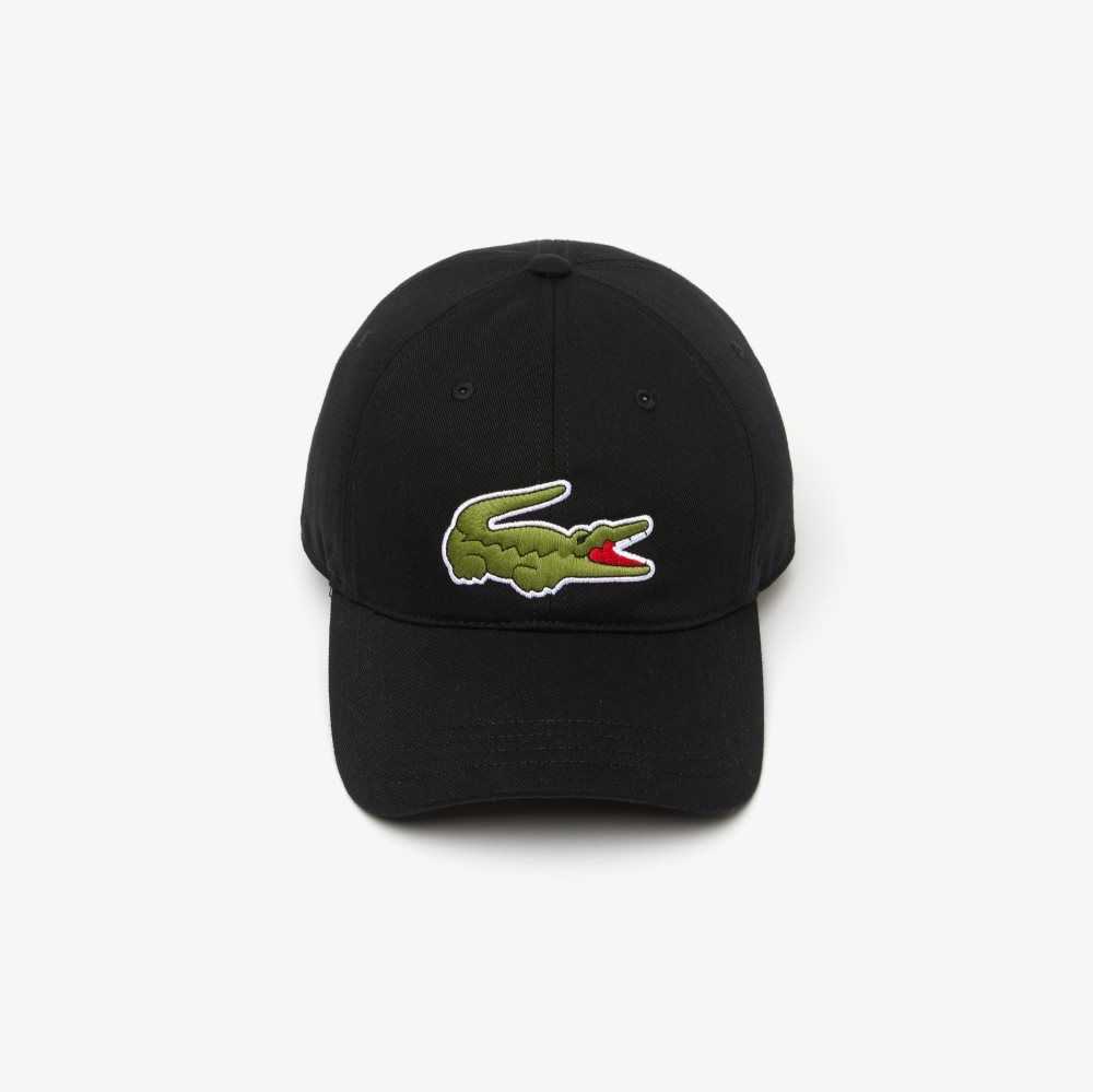 Lacoste Adjustable Organic Cotton Twill Cap Black | XYC-584362