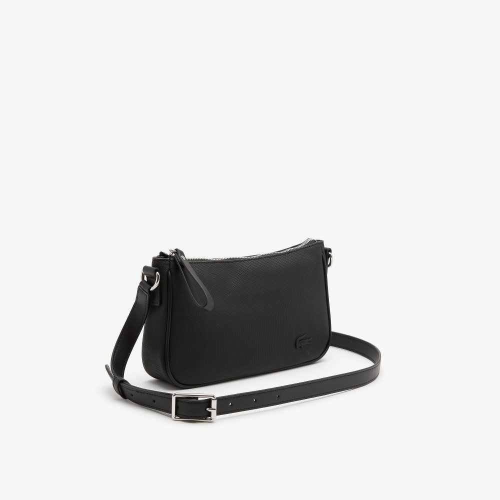 Lacoste Adjustable Strap Crossbody Bag Black | DXQ-925301