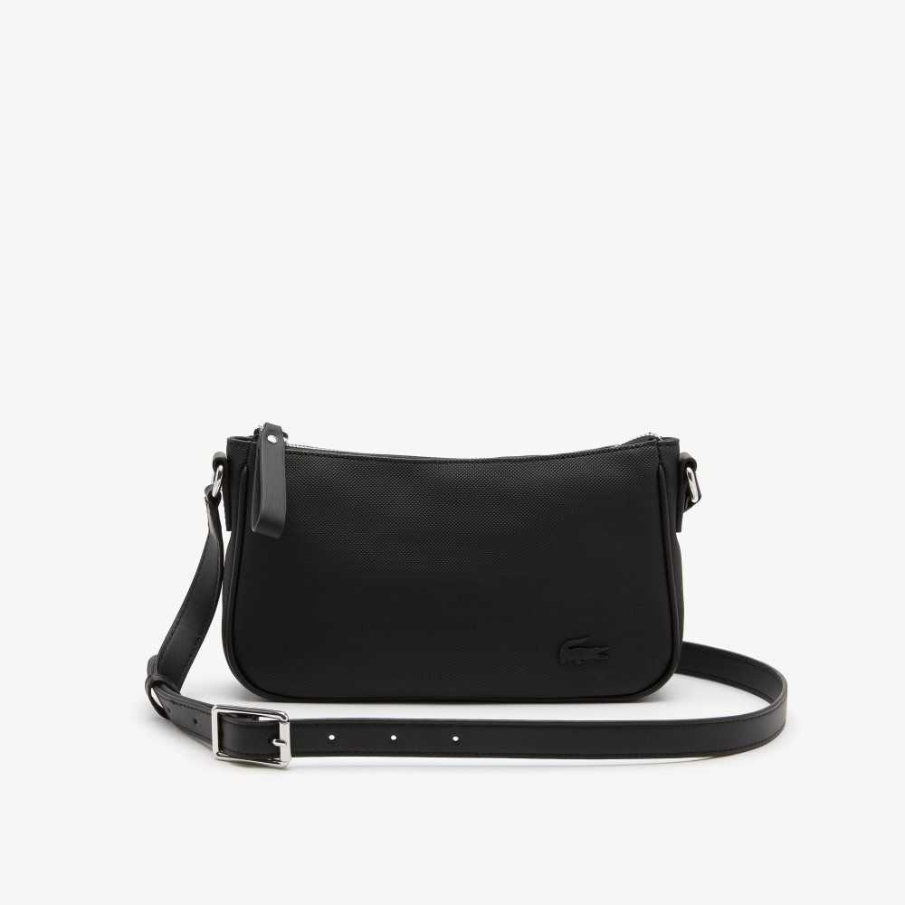 Lacoste Adjustable Strap Crossbody Bag Black | DXQ-925301