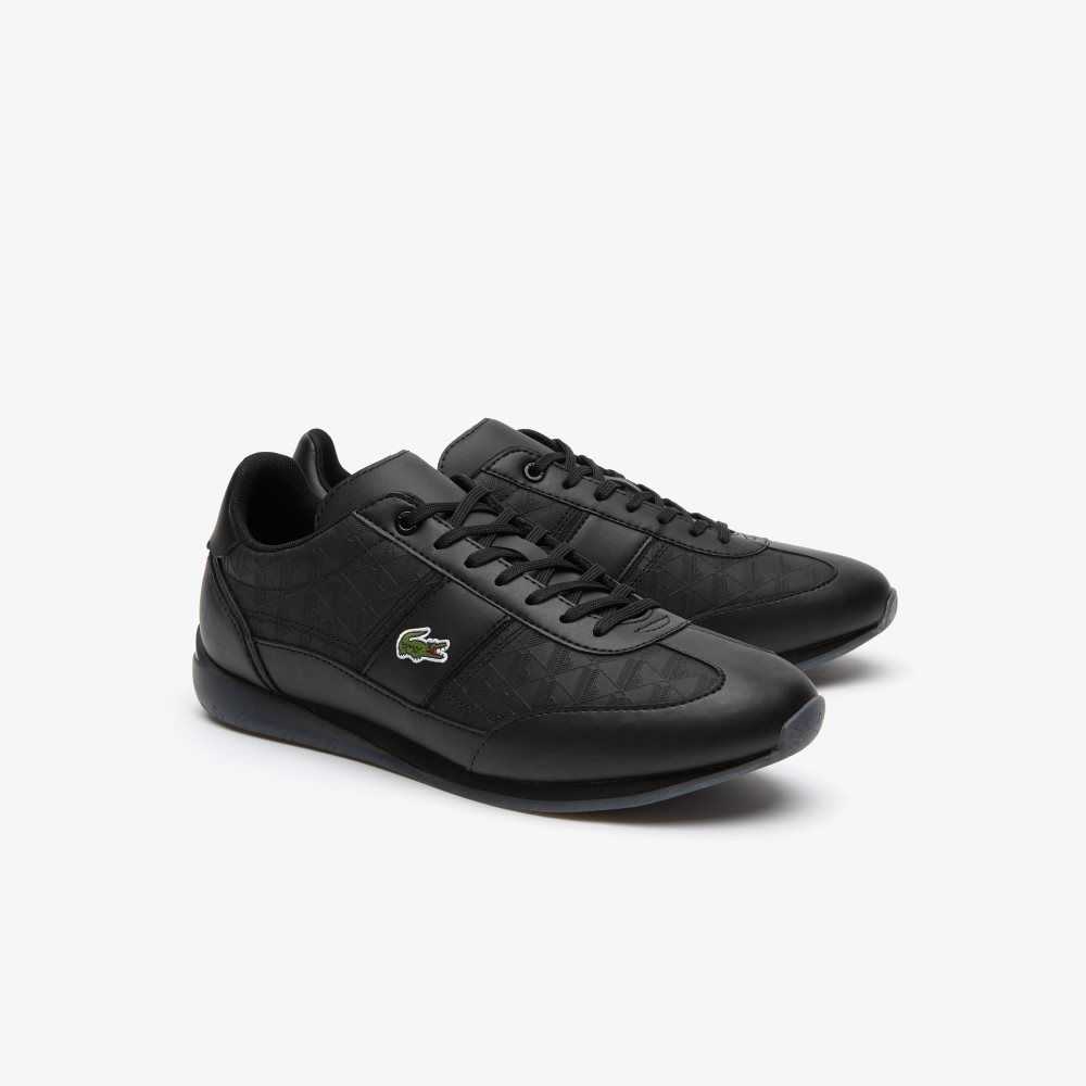 Lacoste Angular Leather Sneakers Blk/Blk | LPQ-018634