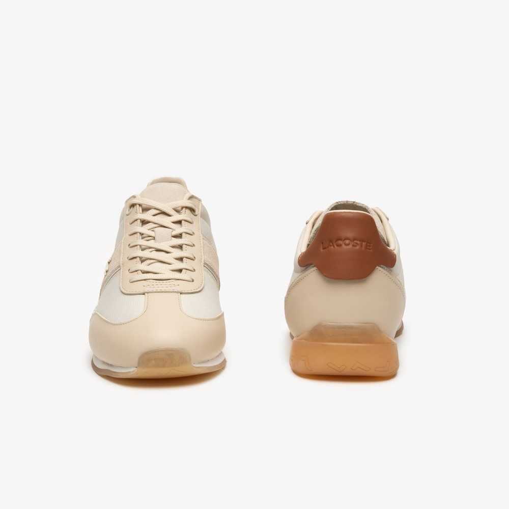 Lacoste Angular Popped Heel Sneakers Nat/Off Wht | OKE-749028