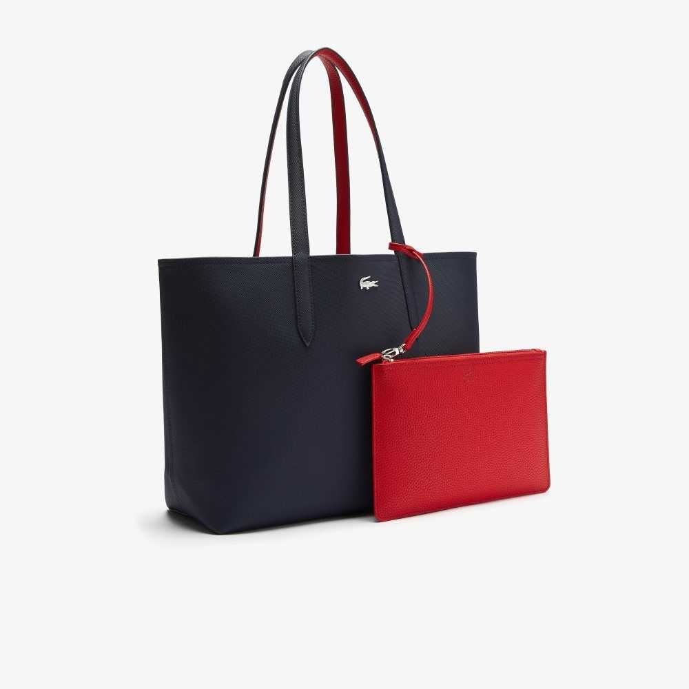 Lacoste Anna Reversible Bicolor Tote Bag Marine 166 Rouge 240 | DWU-027538