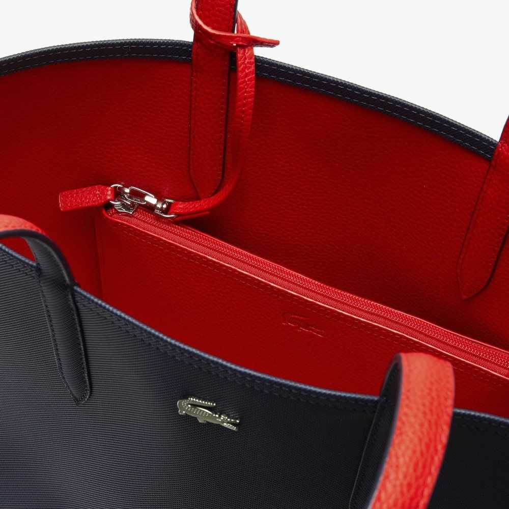 Lacoste Anna Reversible Bicolor Tote Bag Marine 166 Rouge 240 | DWU-027538