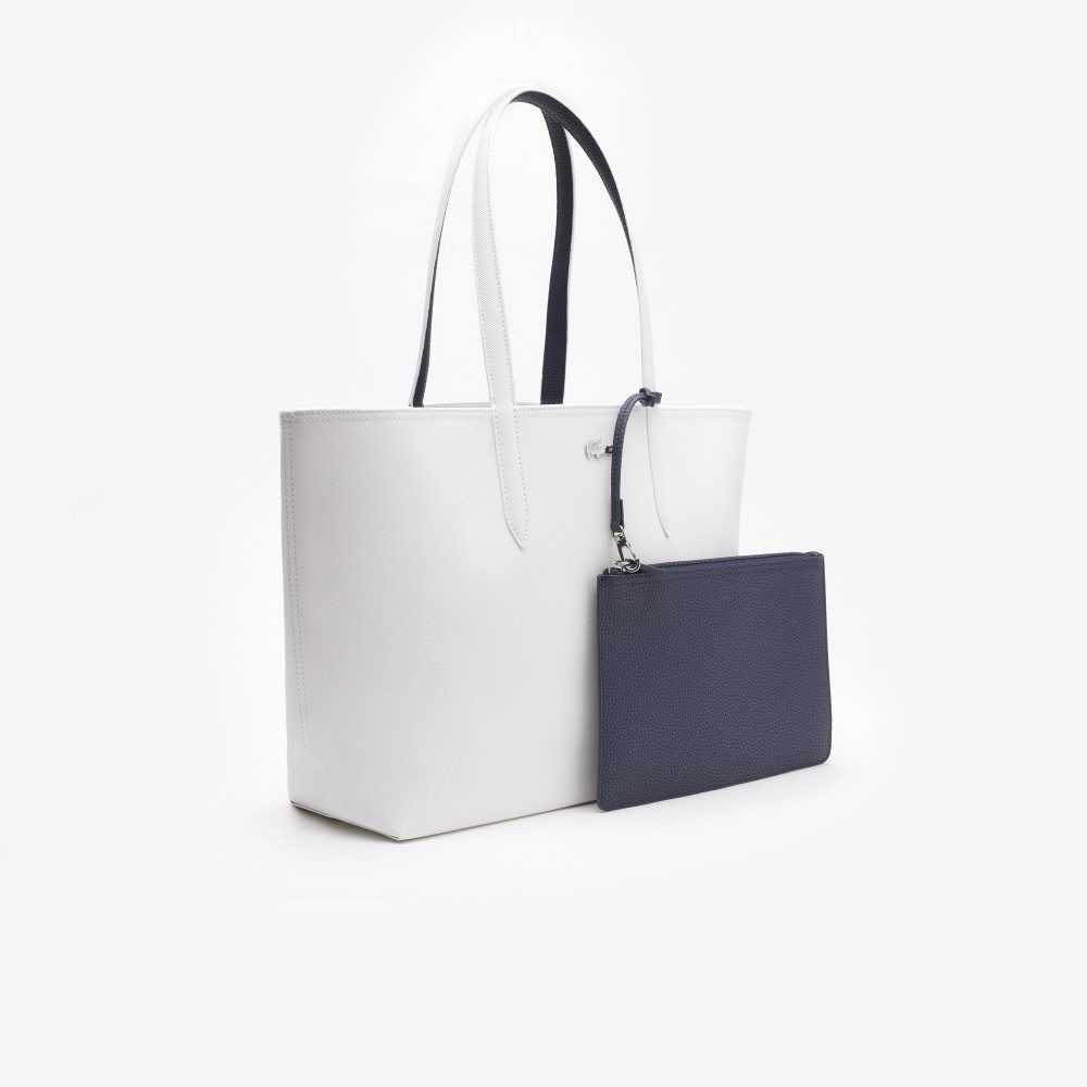 Lacoste Anna Reversible Bicolor Tote Bag Farine Bleu Nuit | HPO-470832