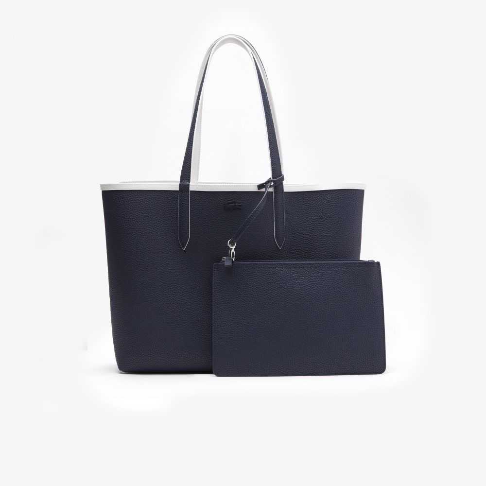 Lacoste Anna Reversible Bicolor Tote Bag Farine Bleu Nuit | HPO-470832