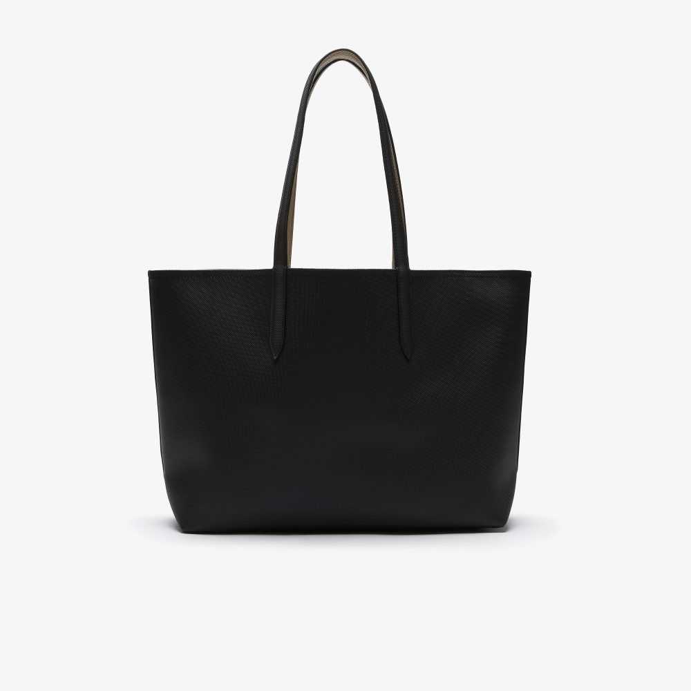 Lacoste Anna Reversible Bicolor Tote Bag Noir Krema | WEY-510438