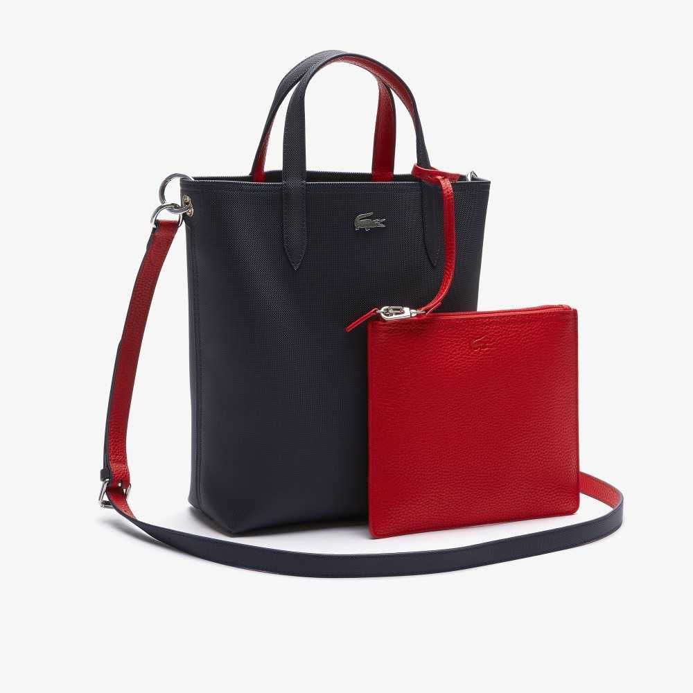 Lacoste Anna Reversible Coated Canvas Tote Bag Marine 166 Rouge 240 | EAR-396478