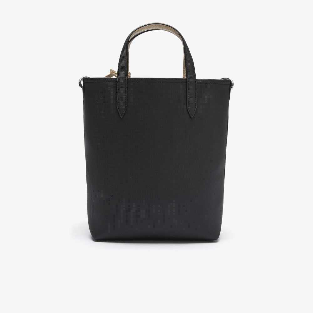 Lacoste Anna Reversible Coated Canvas Tote Bag Noir Krema | SLZ-745968