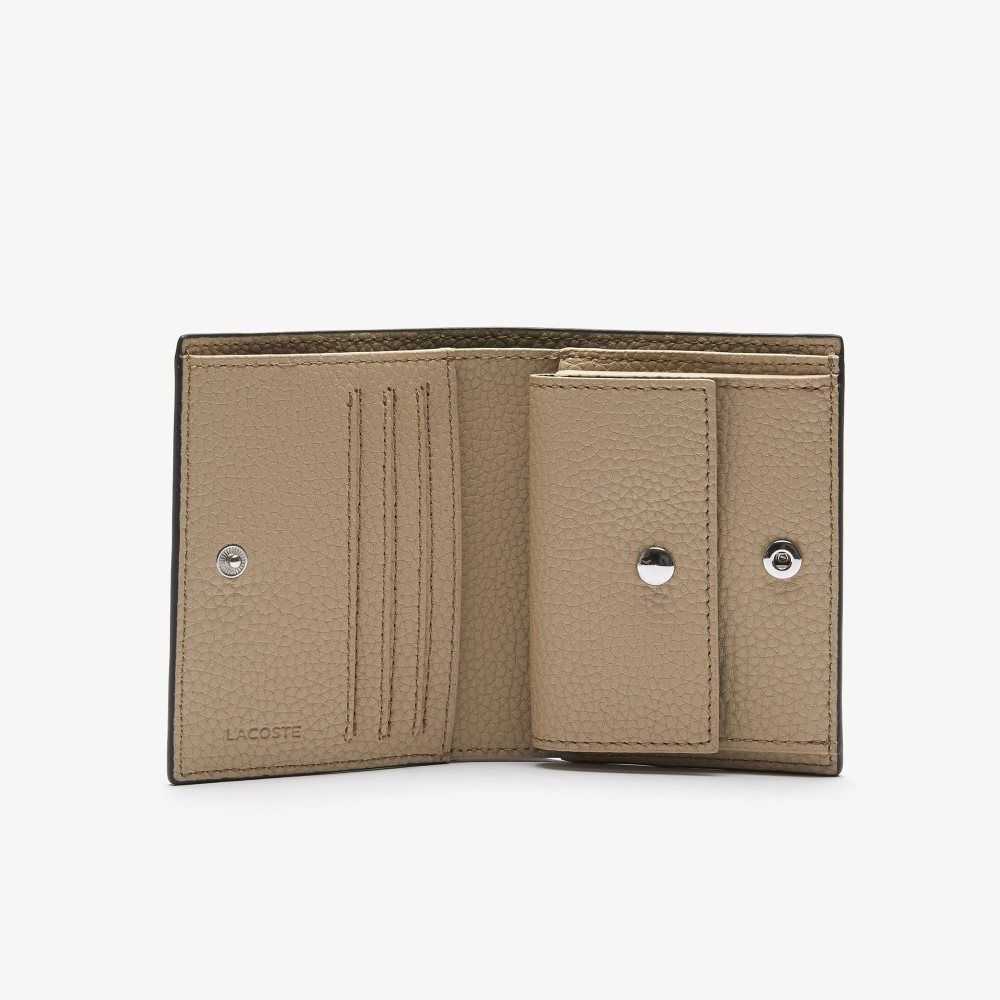 Lacoste Anna Small Snap Folding Wallet Noir Krema | MKQ-805927