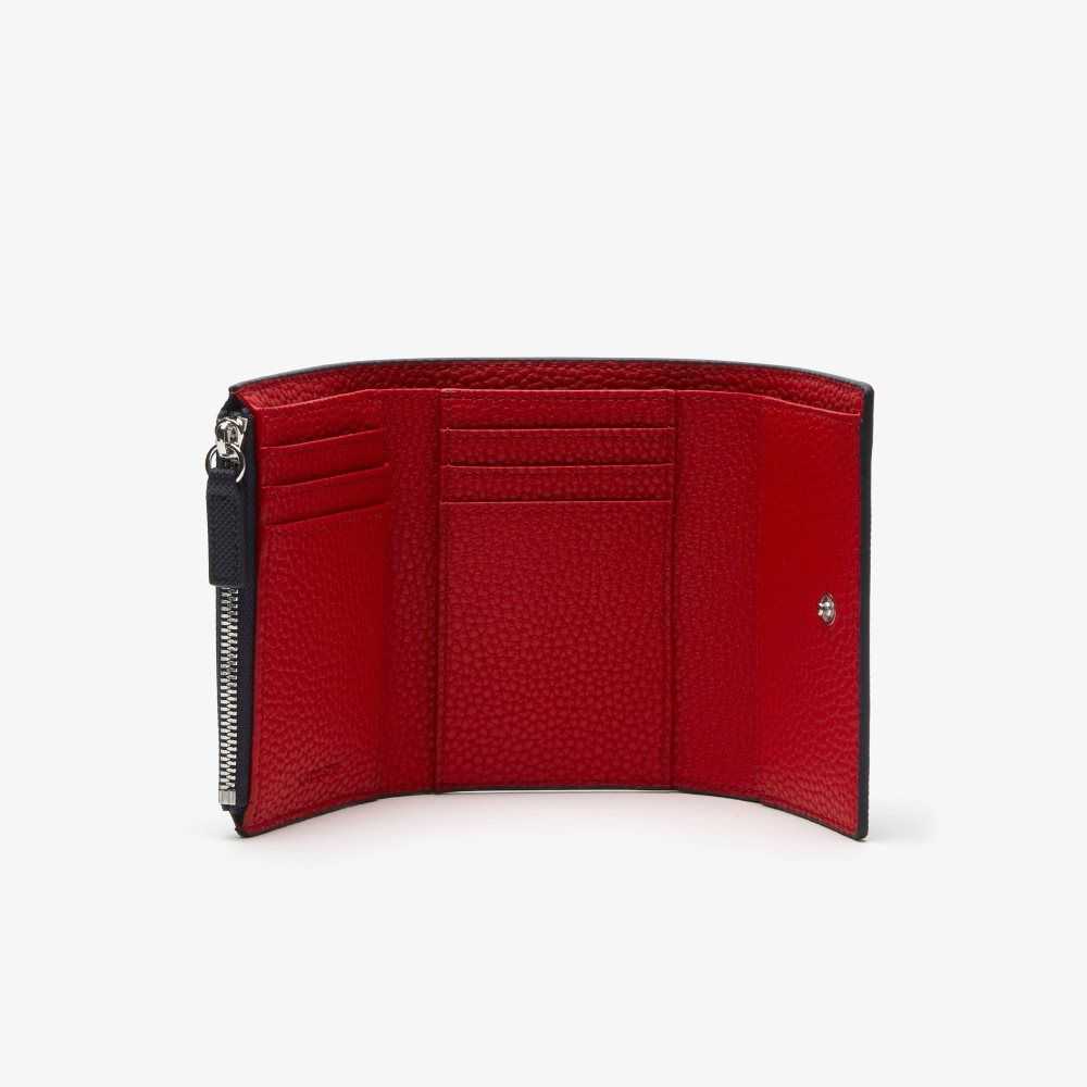 Lacoste Anna Snap Front Wallet Marine 166 Rouge 240 | JVM-107385