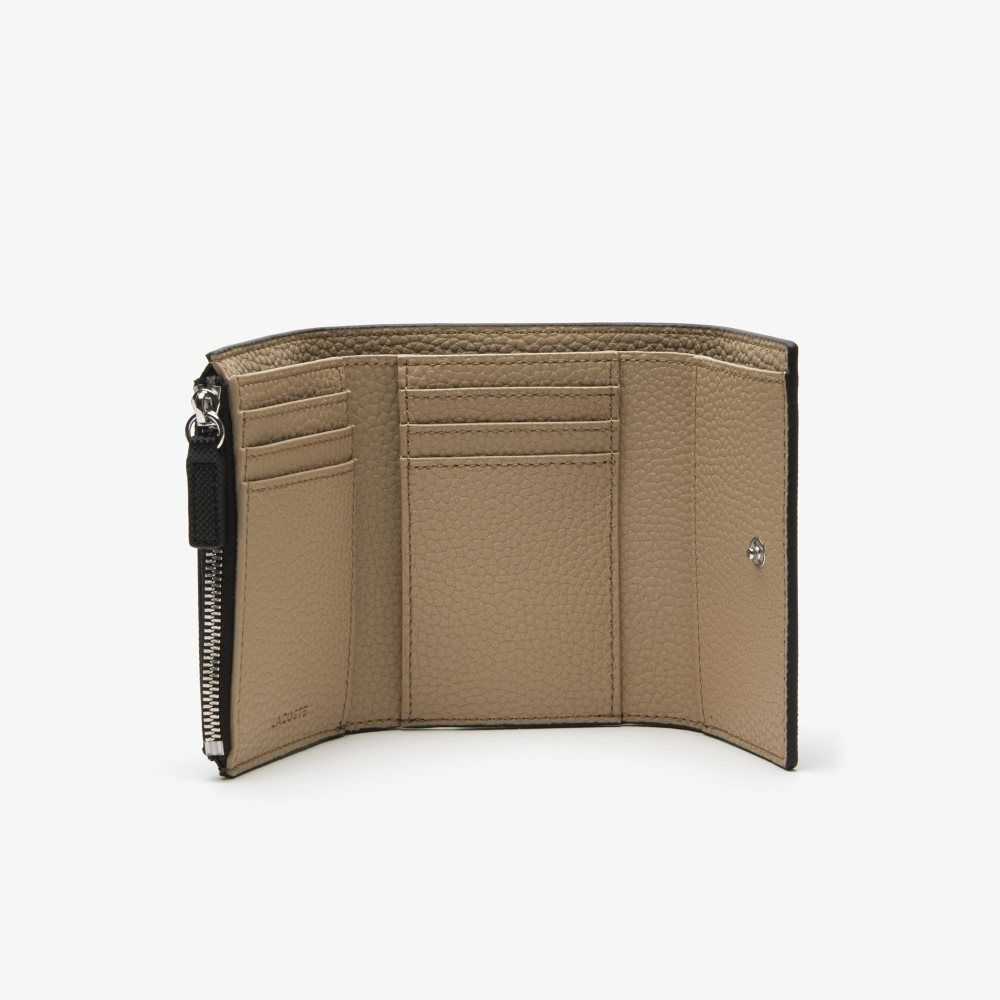 Lacoste Anna Snap Front Wallet Noir Krema | HQW-892517