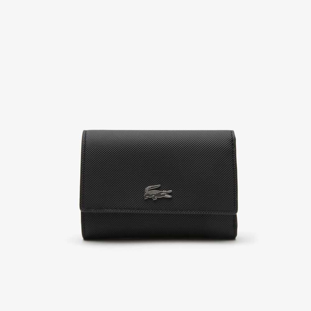 Lacoste Anna Snap Front Wallet Noir Krema | HQW-892517