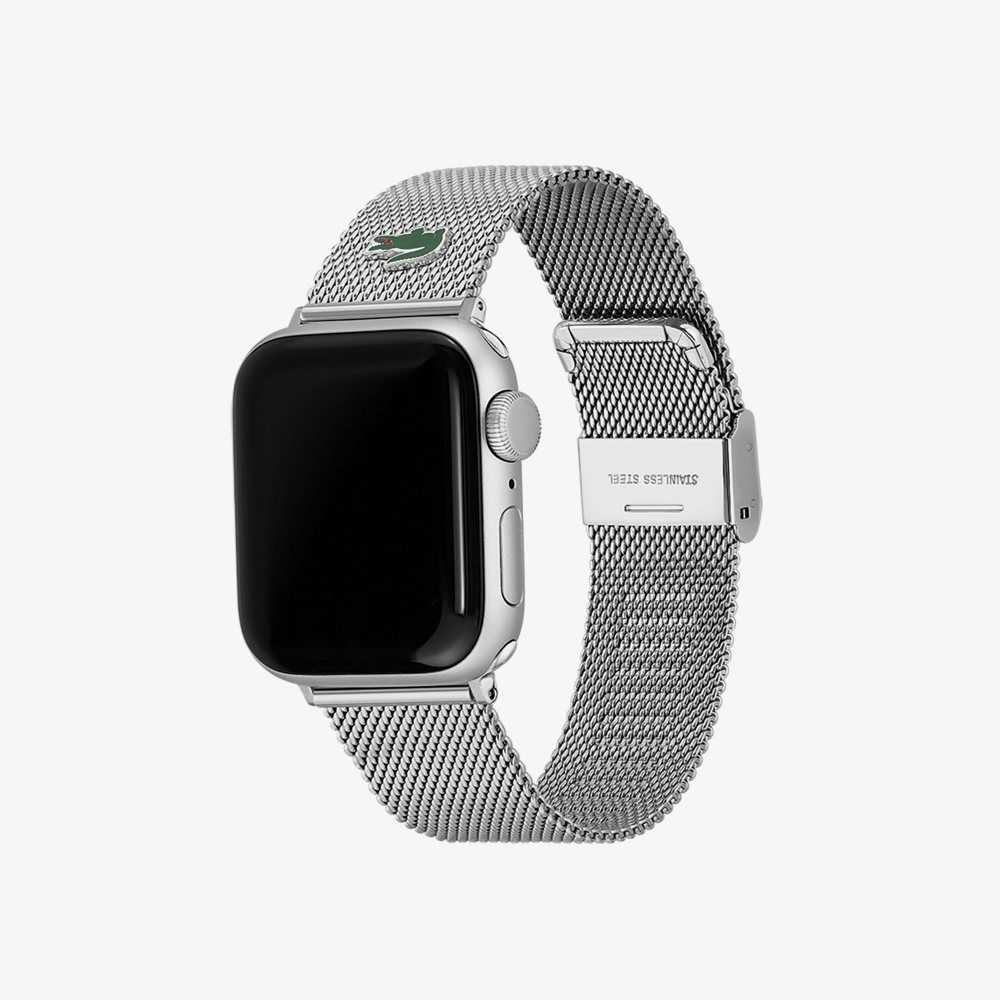 Lacoste Apple Watch Strap Stainless Steel Mesh Silver | JFR-572960