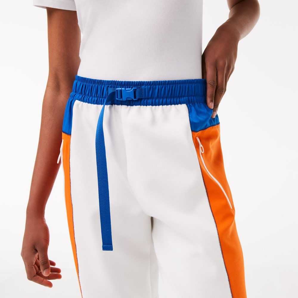 Lacoste Badge Colorblock Trackpants White / Blue / Orange / Blue | FTG-902587