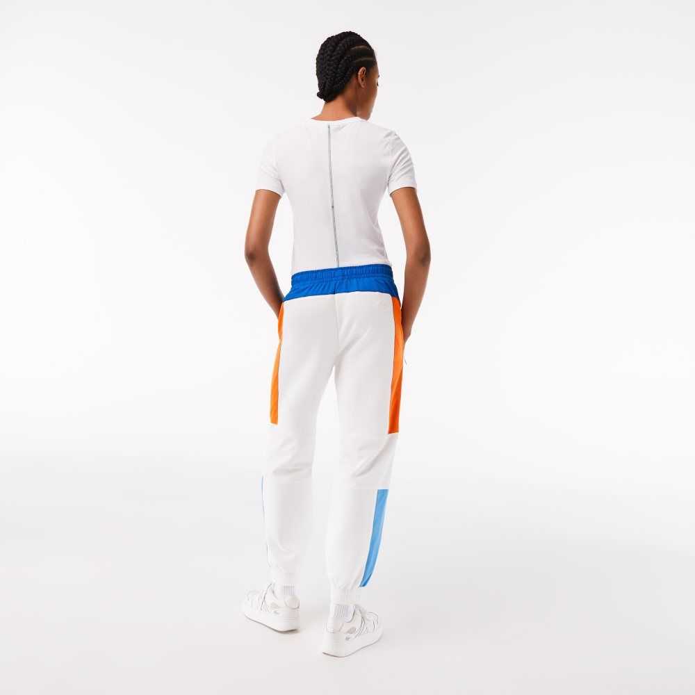 Lacoste Badge Colorblock Trackpants White / Blue / Orange / Blue | FTG-902587